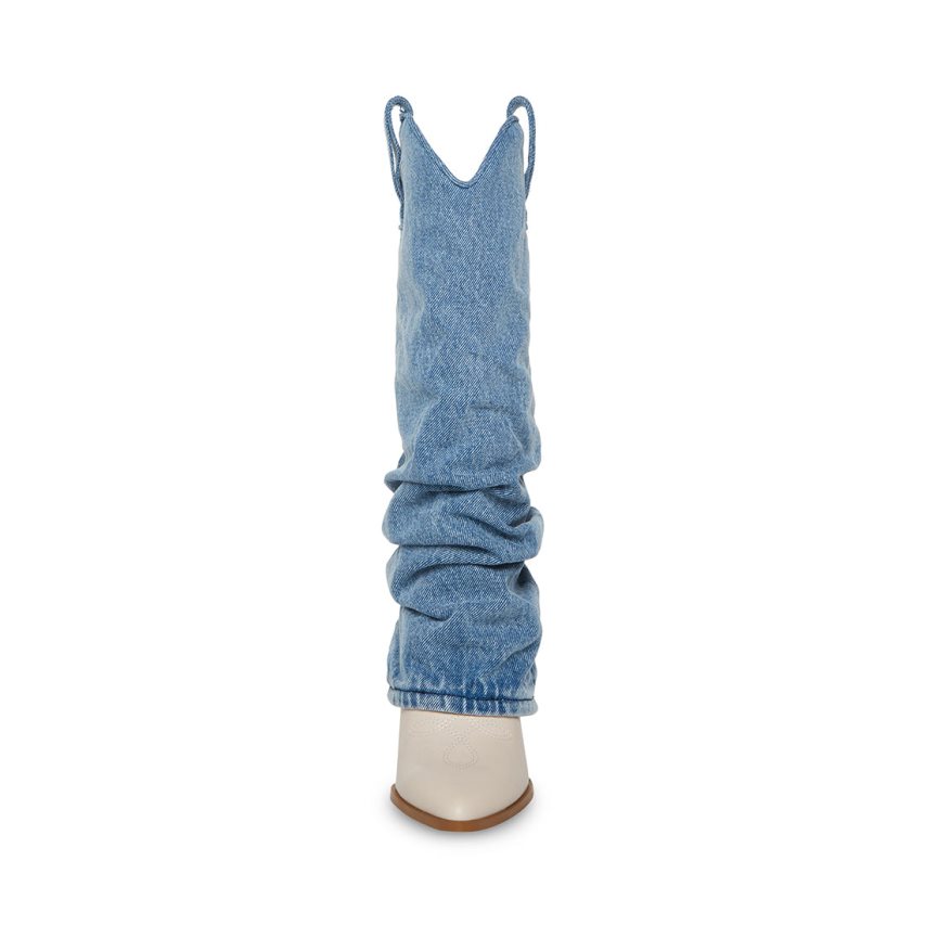 μποτεσ μεχρι το γονατο γυναικεια Steve Madden Lassy Denim Fabric μπλε | GR-9O61PDE