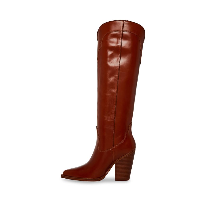 μποτεσ μεχρι το γονατο γυναικεια Steve Madden Lenore δερματινα σκούρο καφε | GR-O968QKZ