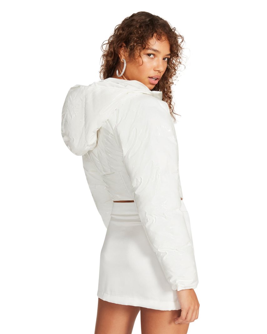μπουφαν γυναικεια Steve Madden Corset Puffer ασπρα | GR-28O1IUW