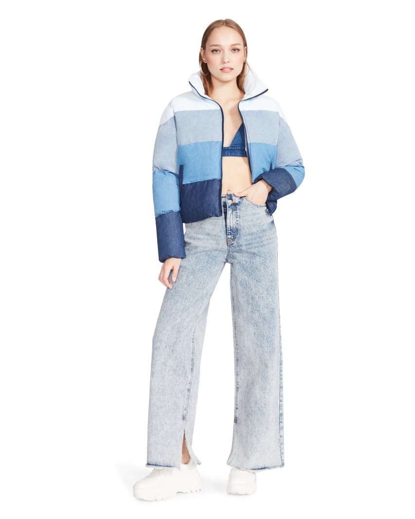 μπουφαν γυναικεια Steve Madden Daisy Denim Fabric μπλε | GR-3O49XVP