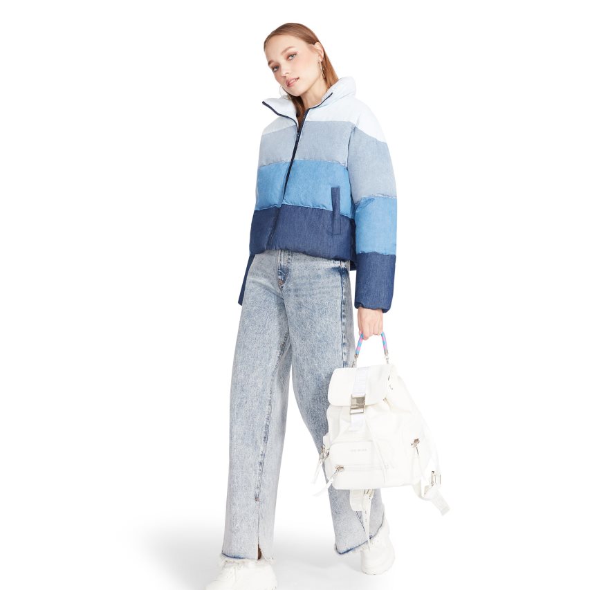 μπουφαν γυναικεια Steve Madden Daisy Denim Fabric μπλε | GR-3O49XVP