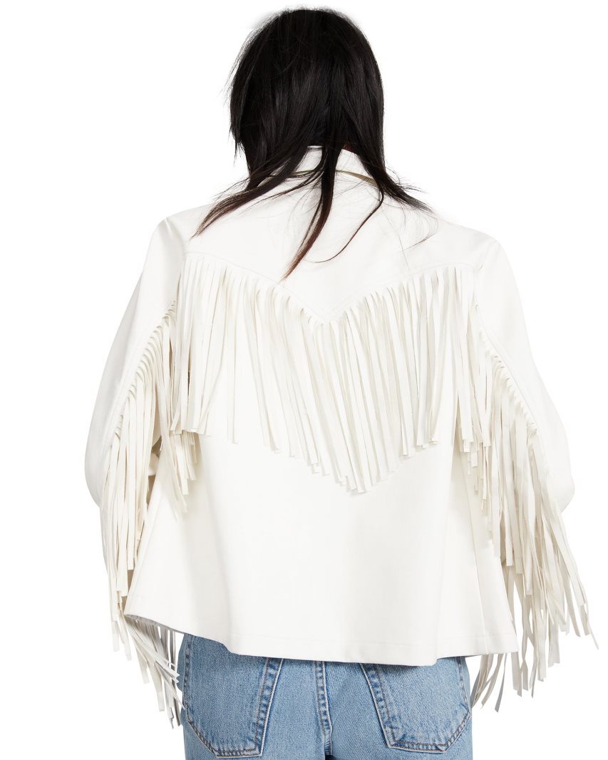 μπουφαν γυναικεια Steve Madden Fringe ασπρα | GR-8423ZCU