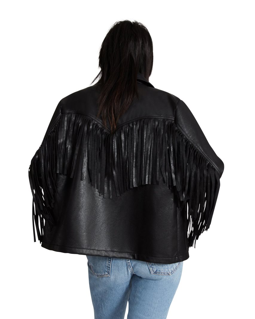 μπουφαν γυναικεια Steve Madden Fringe μαυρα | GR-5932IOC