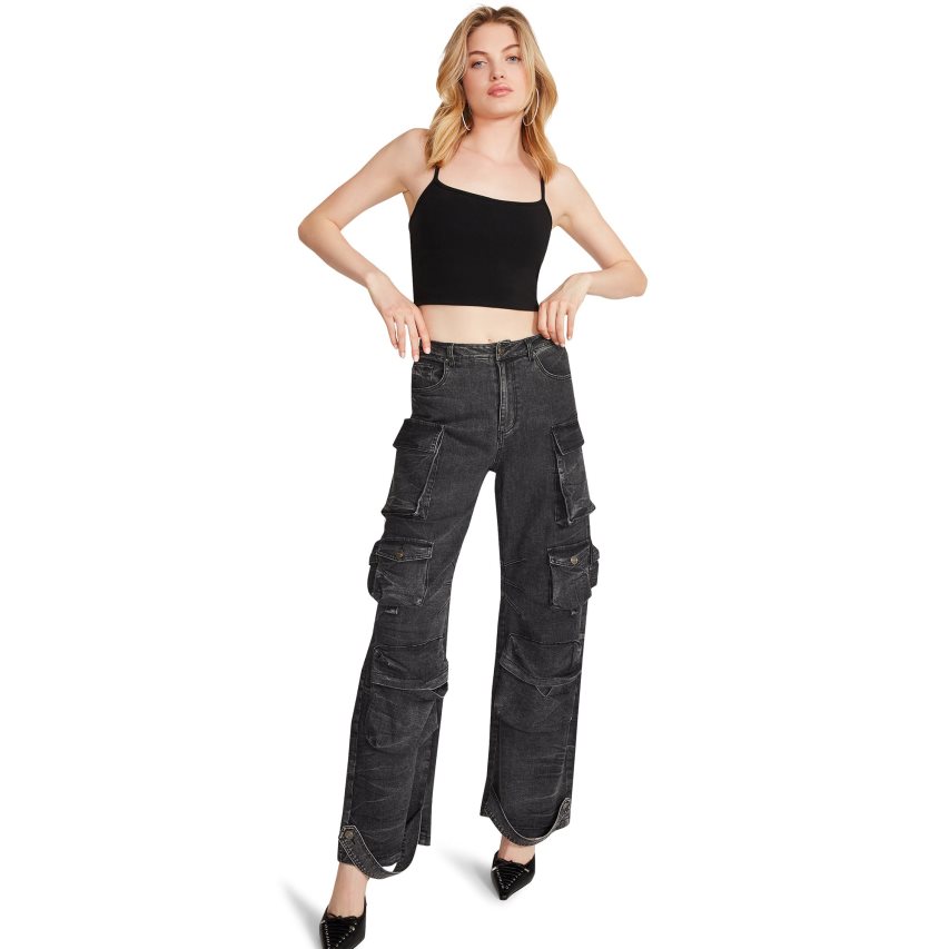 παντελονι γυναικεια Steve Madden Brody Denim μαυρα | GR-6189IDL