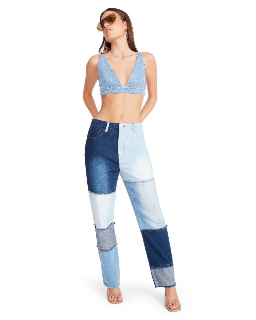 παντελονι γυναικεια Steve Madden Kylie Denim Fabric μπλε | GR-2684VPJ