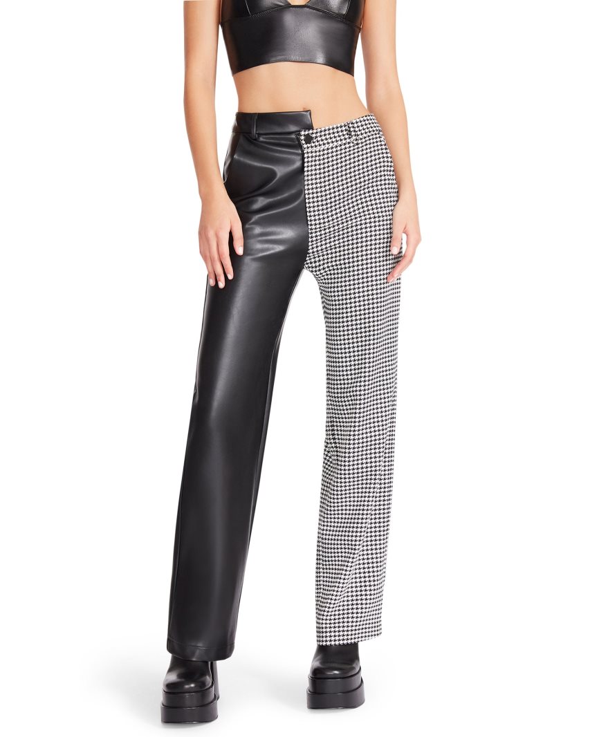 παντελονι γυναικεια Steve Madden Mackenzie Houndstooth μαυρα | GR-24O7UVM