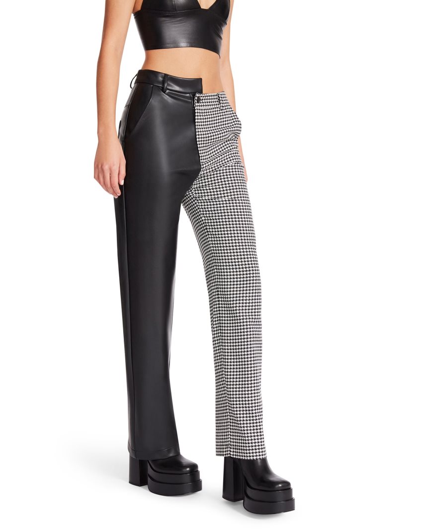 παντελονι γυναικεια Steve Madden Mackenzie Houndstooth μαυρα | GR-24O7UVM
