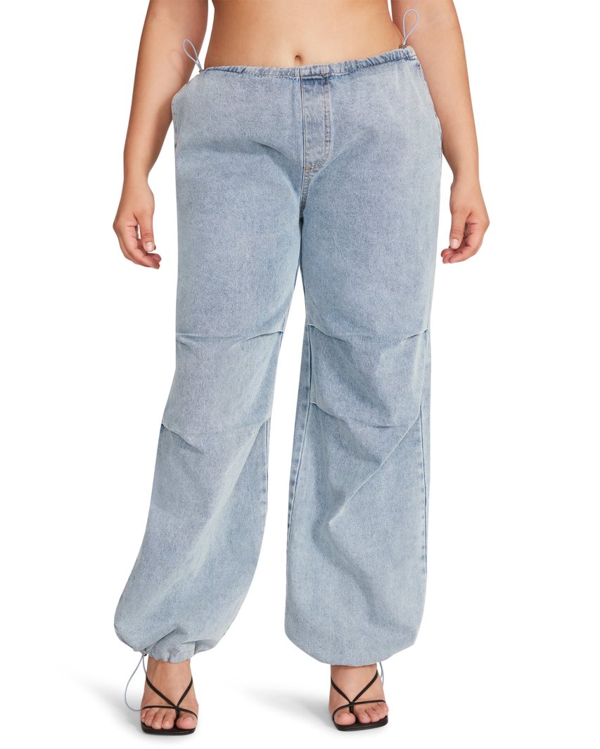 παντελονι γυναικεια Steve Madden Pia Parachute Denim Fabric μπλε | GR-2835BWL