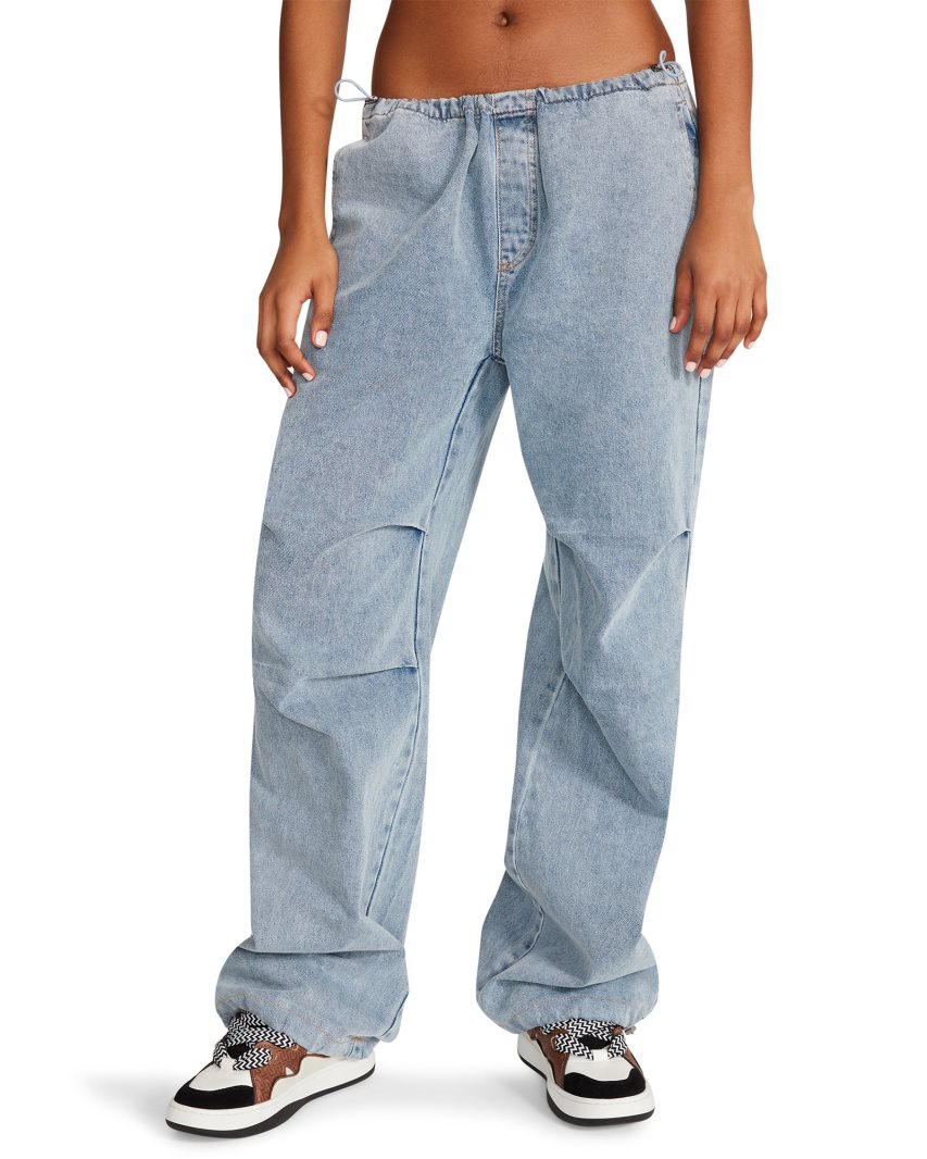 παντελονι γυναικεια Steve Madden Pia Parachute Denim Fabric μπλε | GR-2835BWL