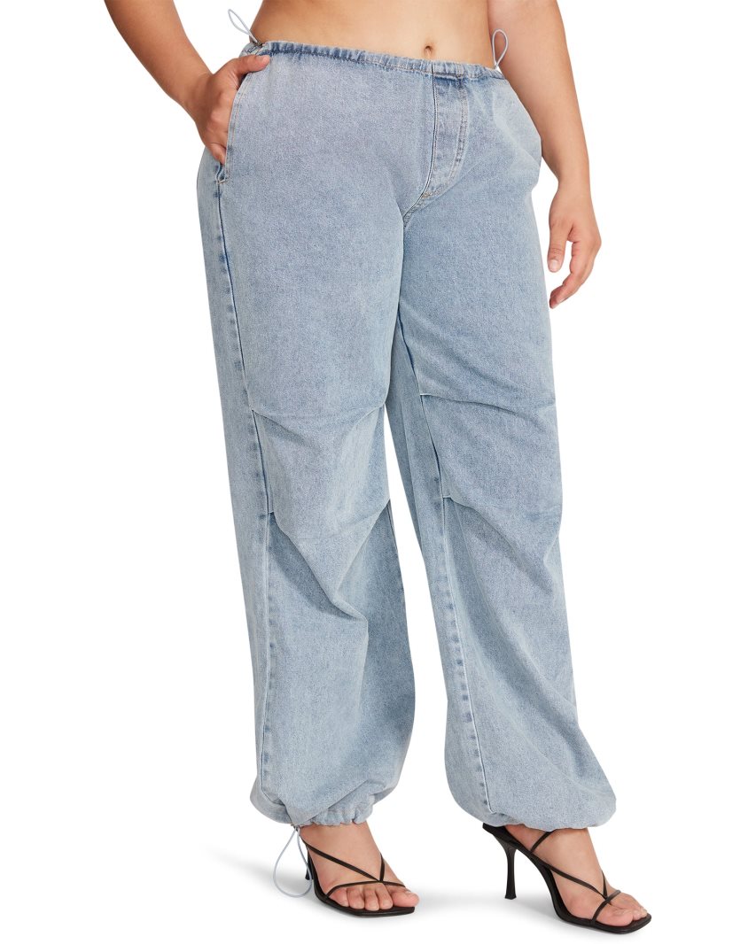 παντελονι γυναικεια Steve Madden Pia Parachute Denim Fabric μπλε | GR-2835BWL