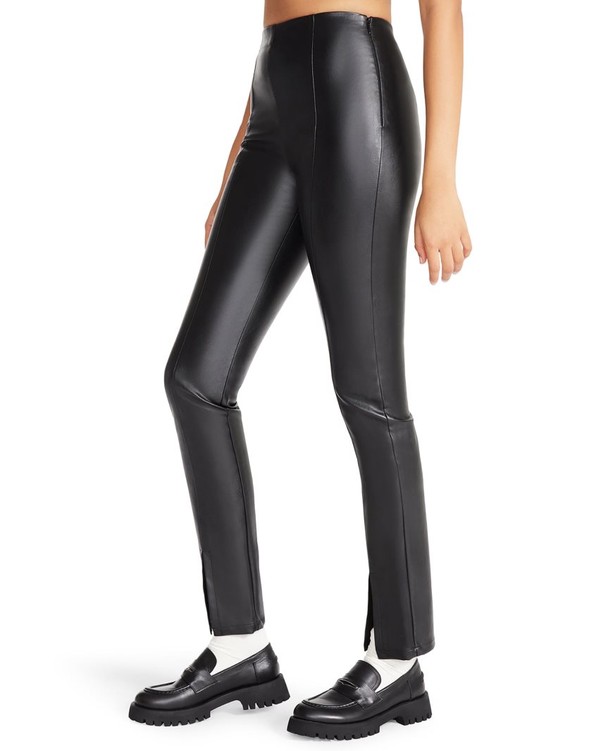 παντελονι γυναικεια Steve Madden Slit Front Faux δερματινα μαυρα | GR-1O72LGA