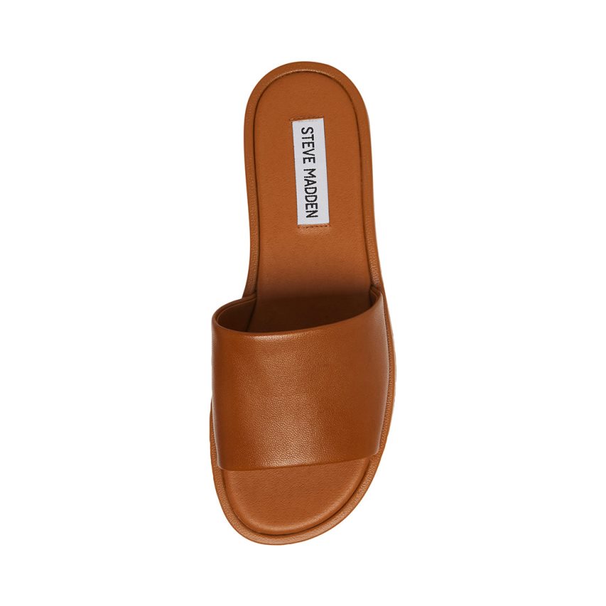 παντοφλεσ γυναικεια Steve Madden Kaya δερματινα καφε | GR-O682QRH