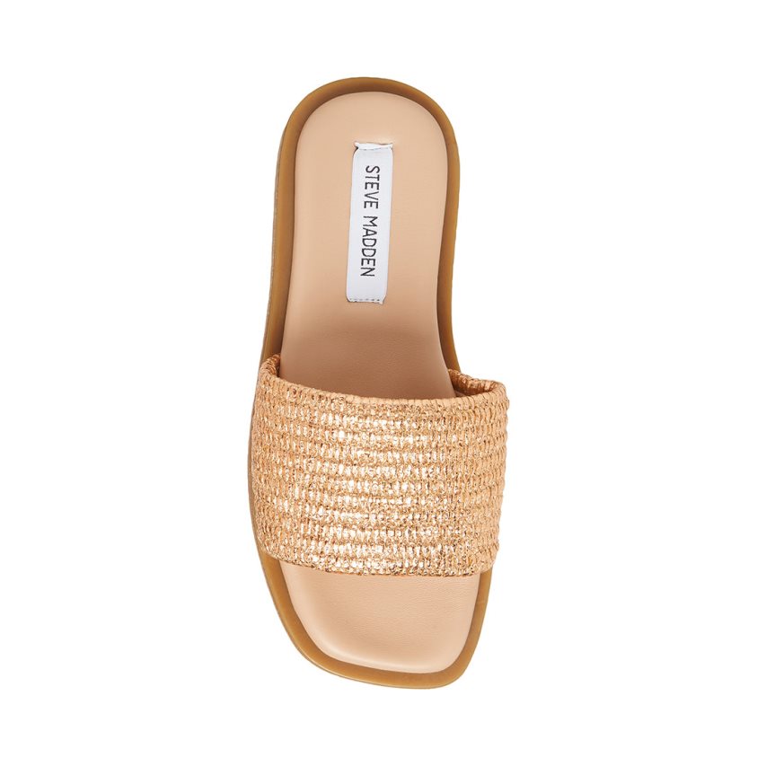 παντοφλεσ γυναικεια Steve Madden Leigh Rose χρυσο χρωμα | GR-3O47QNS