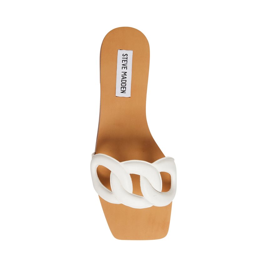 παντοφλεσ γυναικεια Steve Madden Marcie δερματινα ασπρα | GR-8O39PWX