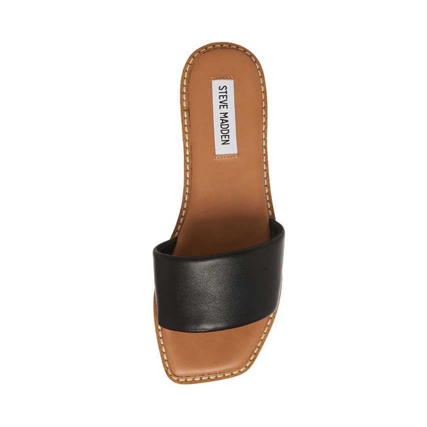 παντοφλεσ γυναικεια Steve Madden ra δερματινα μαυρα | GR-9186FJD