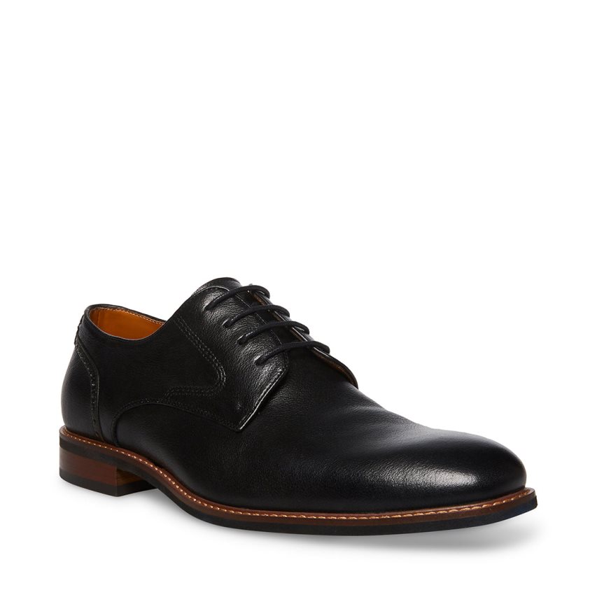 παπουτσια derby ανδρικα Steve Madden Bannon δερματινα μαυρα | GR-1926WKB