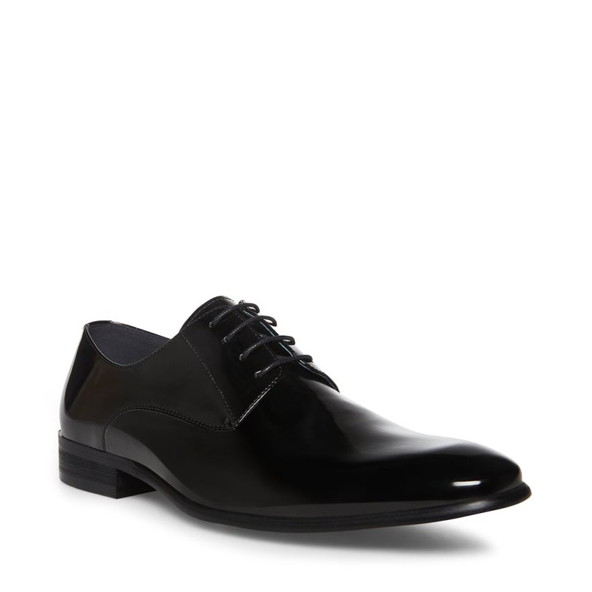 παπουτσια derby ανδρικα Steve Madden Beaux λουστρινι μαυρα | GR-2759RBW