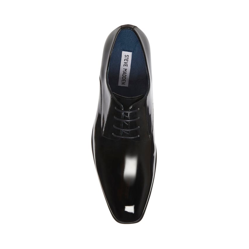 παπουτσια derby ανδρικα Steve Madden Beaux λουστρινι μαυρα | GR-2759RBW