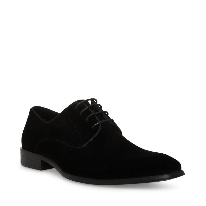 παπουτσια derby ανδρικα Steve Madden Beaux-v Velvet μαυρα | GR-5246YTX