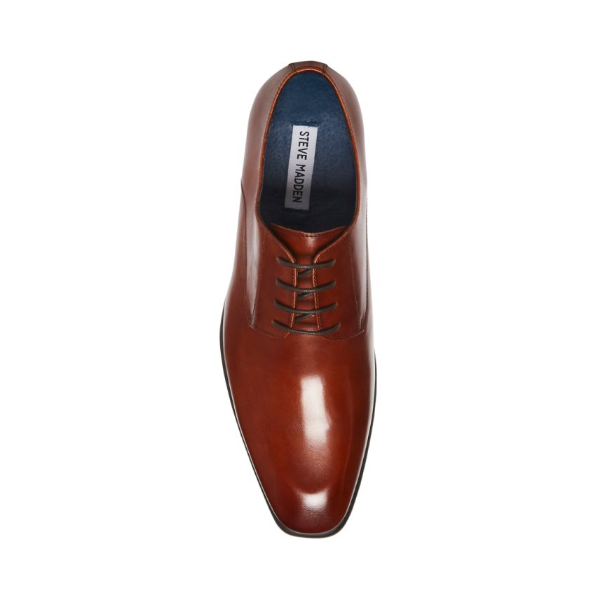 παπουτσια derby ανδρικα Steve Madden Beaux δερματινα σκούρο καφε | GR-O945JFX