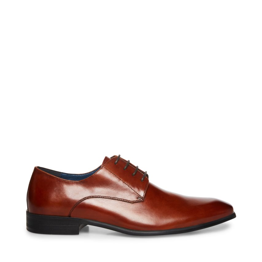 παπουτσια derby ανδρικα Steve Madden Beaux δερματινα σκούρο καφε | GR-O945JFX