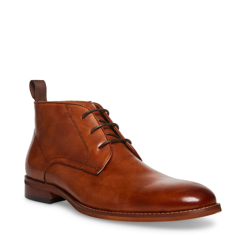 παπουτσια derby ανδρικα Steve Madden Favien δερματινα καφε | GR-2937FGQ