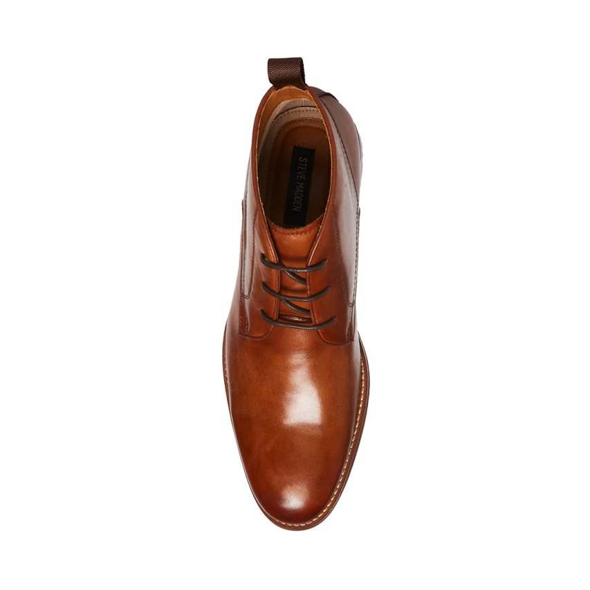 παπουτσια derby ανδρικα Steve Madden Favien δερματινα καφε | GR-2937FGQ
