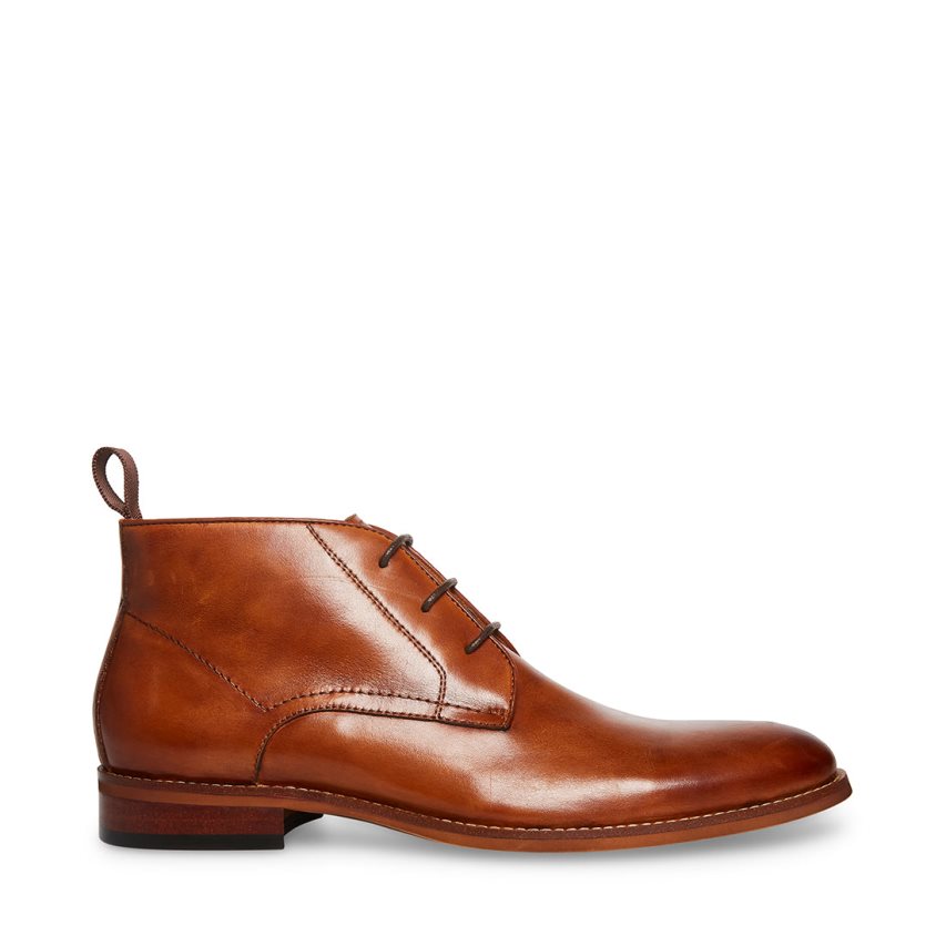 παπουτσια derby ανδρικα Steve Madden Favien δερματινα καφε | GR-2937FGQ