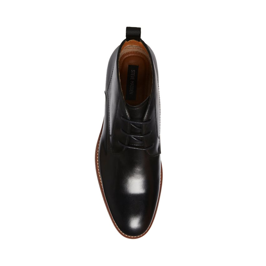 παπουτσια derby ανδρικα Steve Madden Favien δερματινα μαυρα | GR-4385LMS