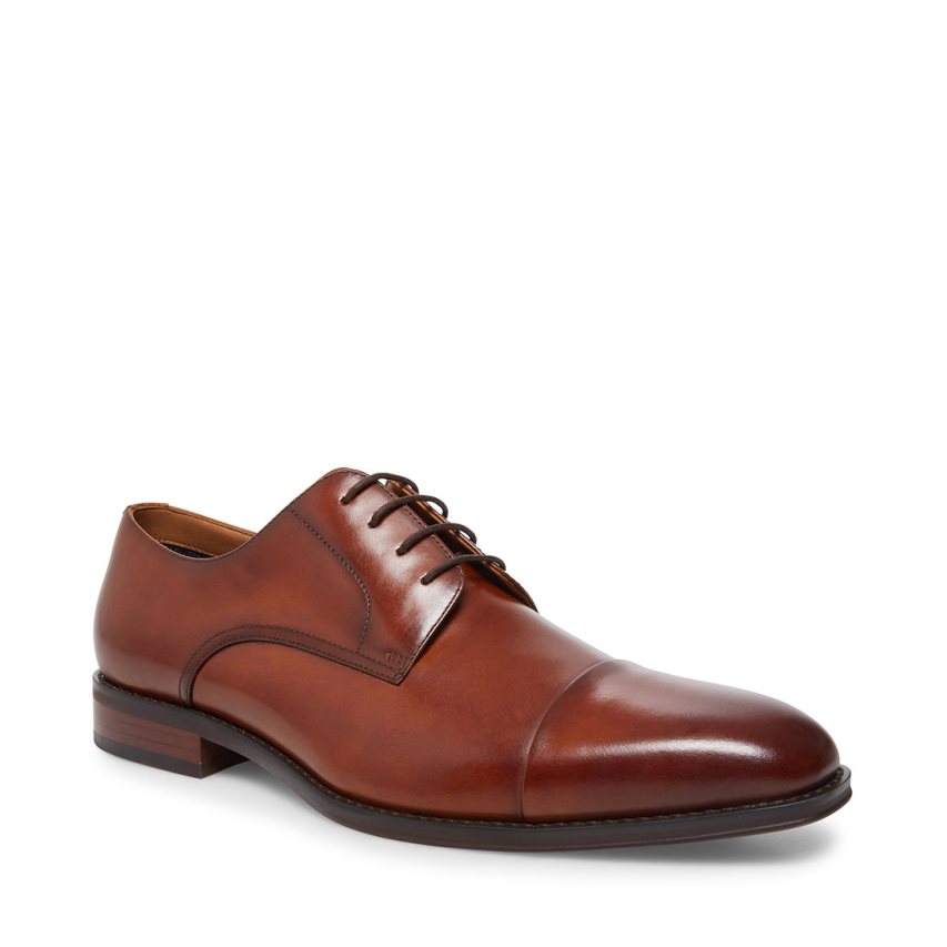 παπουτσια derby ανδρικα Steve Madden Plot δερματινα καφε | GR-7849JNM