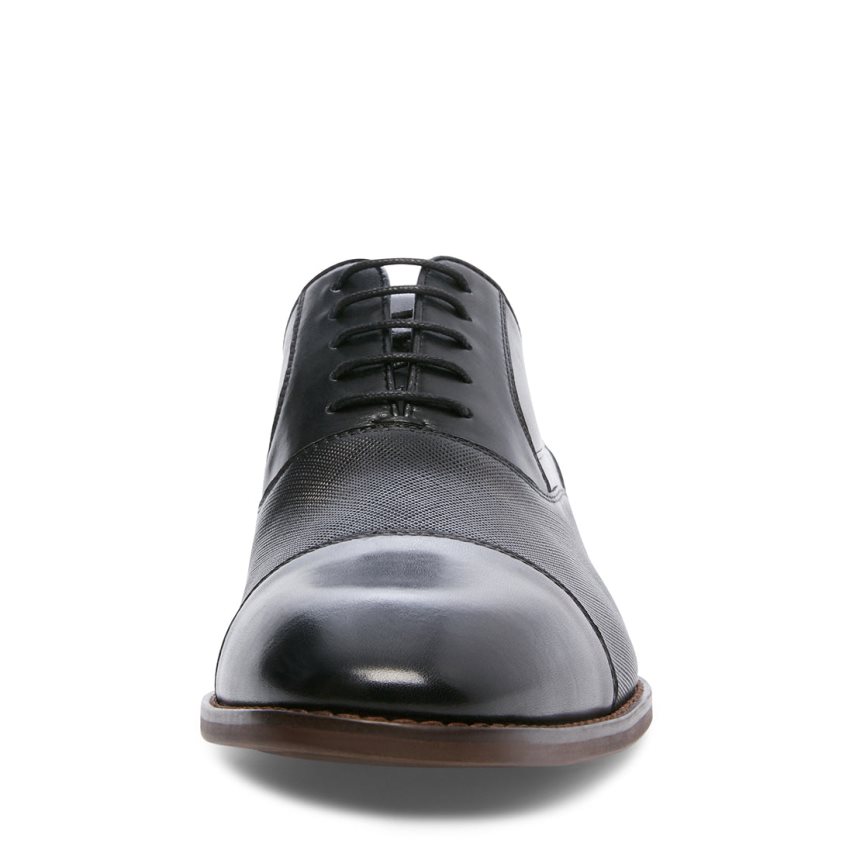 παπουτσια derby ανδρικα Steve Madden Proctor δερματινα μαυρα | GR-61O7POB