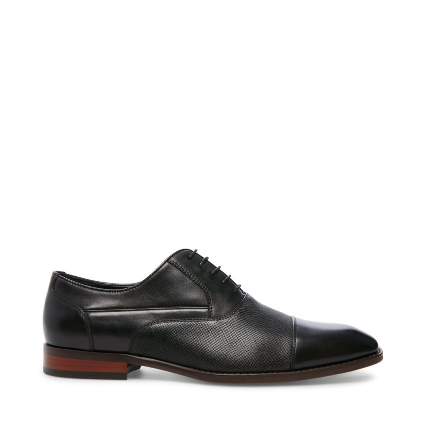 παπουτσια derby ανδρικα Steve Madden Proctor δερματινα μαυρα | GR-61O7POB