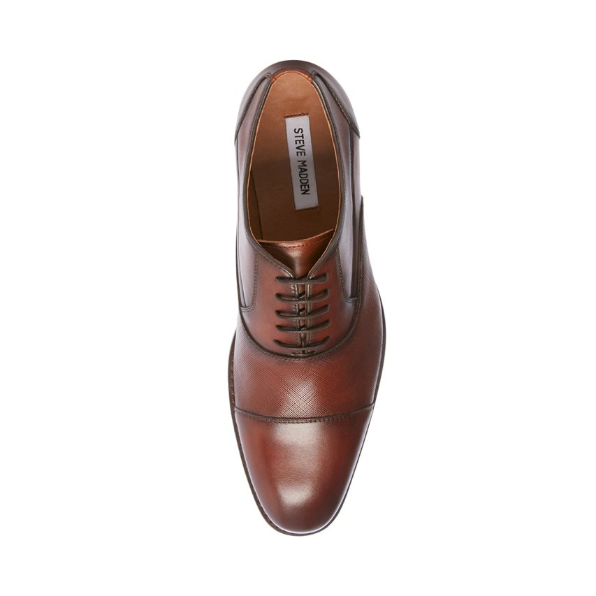 παπουτσια derby ανδρικα Steve Madden Proctor δερματινα σκούρο καφε | GR-O412KPM