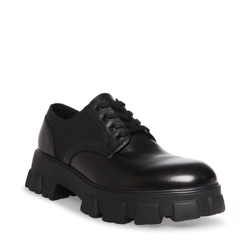 παπουτσια flatforms ανδρικα Steve Madden Cesare δερματινα μαυρα | GR-1576TLD