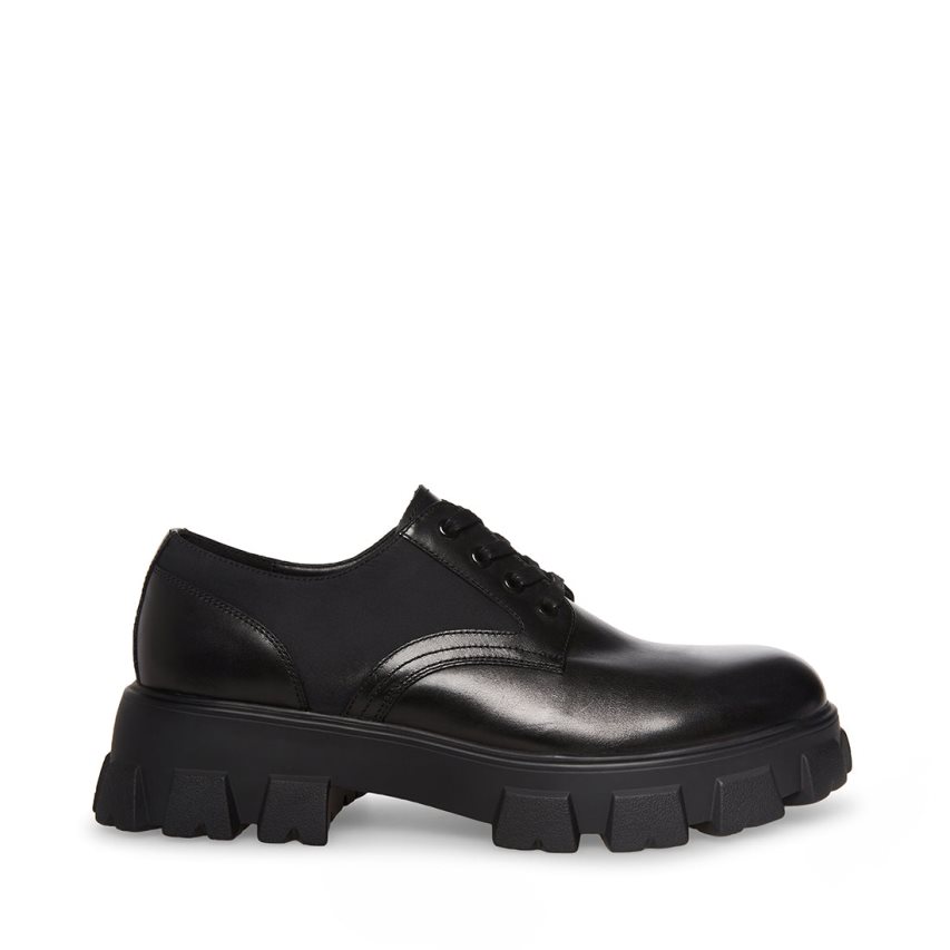 παπουτσια flatforms ανδρικα Steve Madden Cesare δερματινα μαυρα | GR-1576TLD