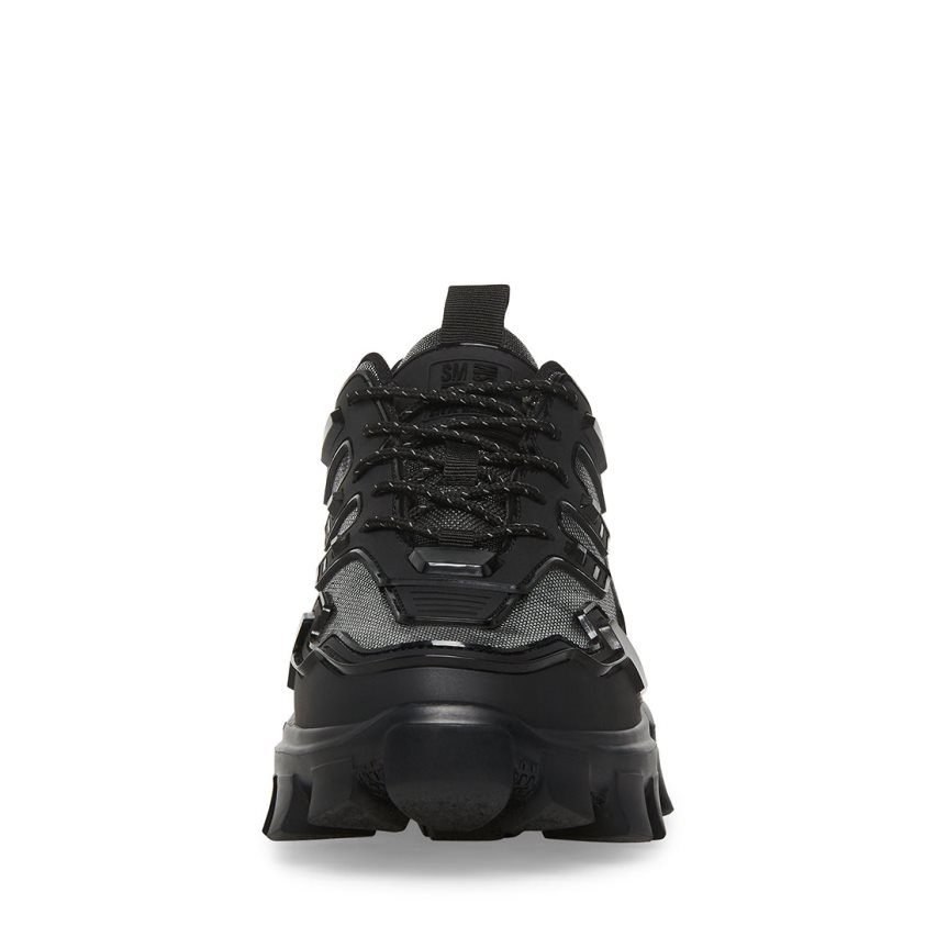 παπουτσια flatforms ανδρικα Steve Madden Ponce μαυρα ασημι | GR-2174BDT