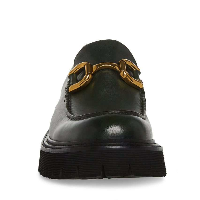 παπουτσια flatforms ανδρικα Steve Madden Zylo δερματινα σκούρο πρασινο | GR-268OWYR