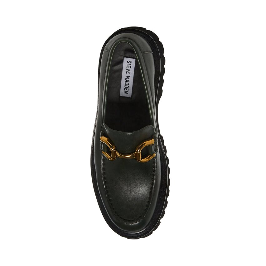 παπουτσια flatforms ανδρικα Steve Madden Zylo δερματινα σκούρο πρασινο | GR-268OWYR