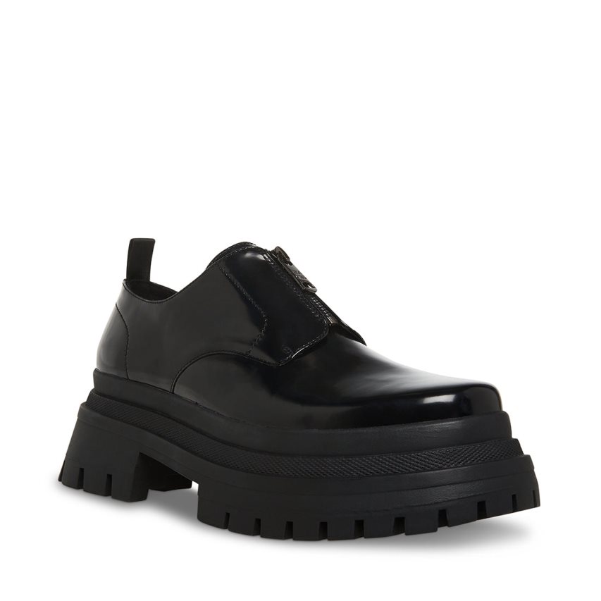 παπουτσια flatforms ανδρικα Steve Madden Zip μαυρα | GR-3652UMC