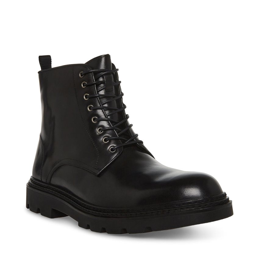 παπουτσια flatforms ανδρικα Steve Madden Jessee δερματινα μαυρα | GR-4879AGQ