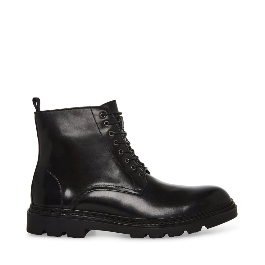 παπουτσια flatforms ανδρικα Steve Madden Jessee δερματινα μαυρα | GR-4879AGQ