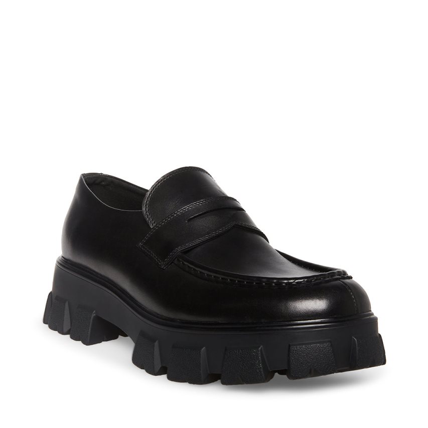 παπουτσια flatforms ανδρικα Steve Madden Centro δερματινα μαυρα | GR-5693JNZ