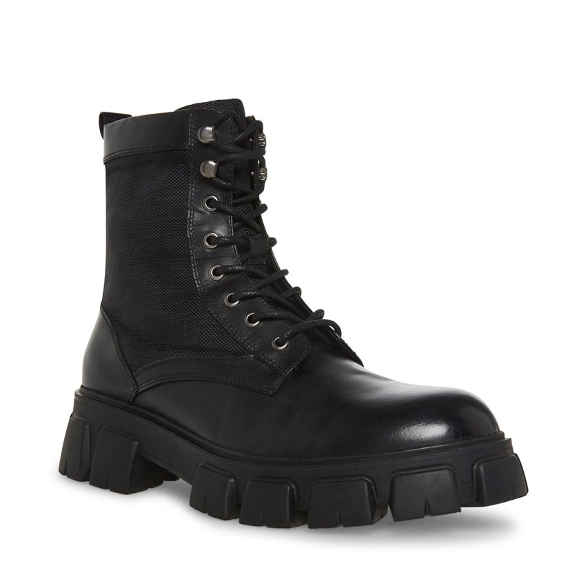 παπουτσια flatforms ανδρικα Steve Madden Cortina δερματινα μαυρα | GR-6519FZD