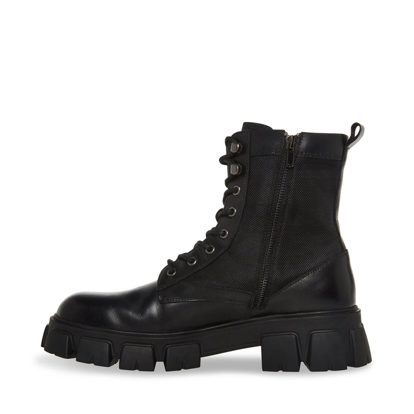 παπουτσια flatforms ανδρικα Steve Madden Cortina δερματινα μαυρα | GR-6519FZD