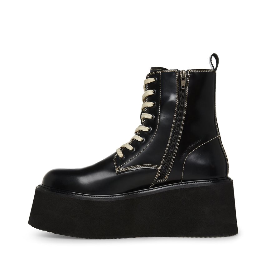 παπουτσια flatforms ανδρικα Steve Madden Lazer δερματινα μαυρα | GR-74O9DHS