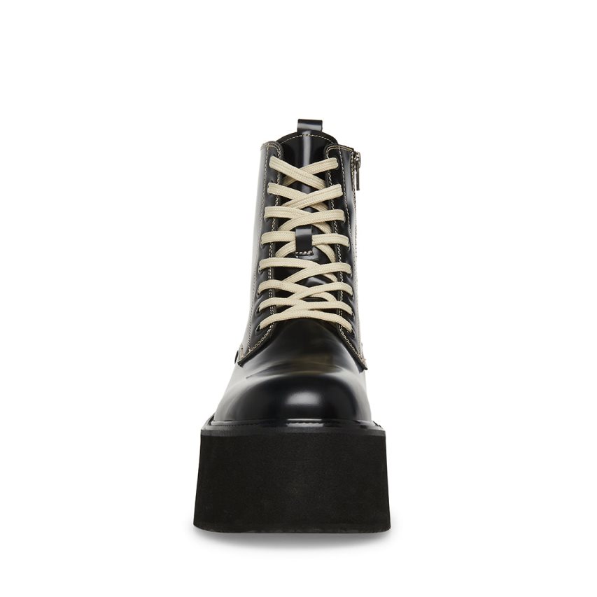 παπουτσια flatforms ανδρικα Steve Madden Lazer δερματινα μαυρα | GR-74O9DHS