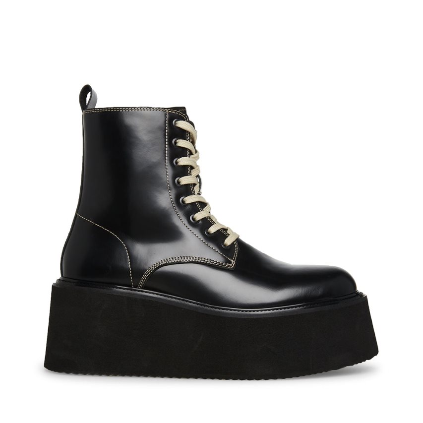 παπουτσια flatforms ανδρικα Steve Madden Lazer δερματινα μαυρα | GR-74O9DHS