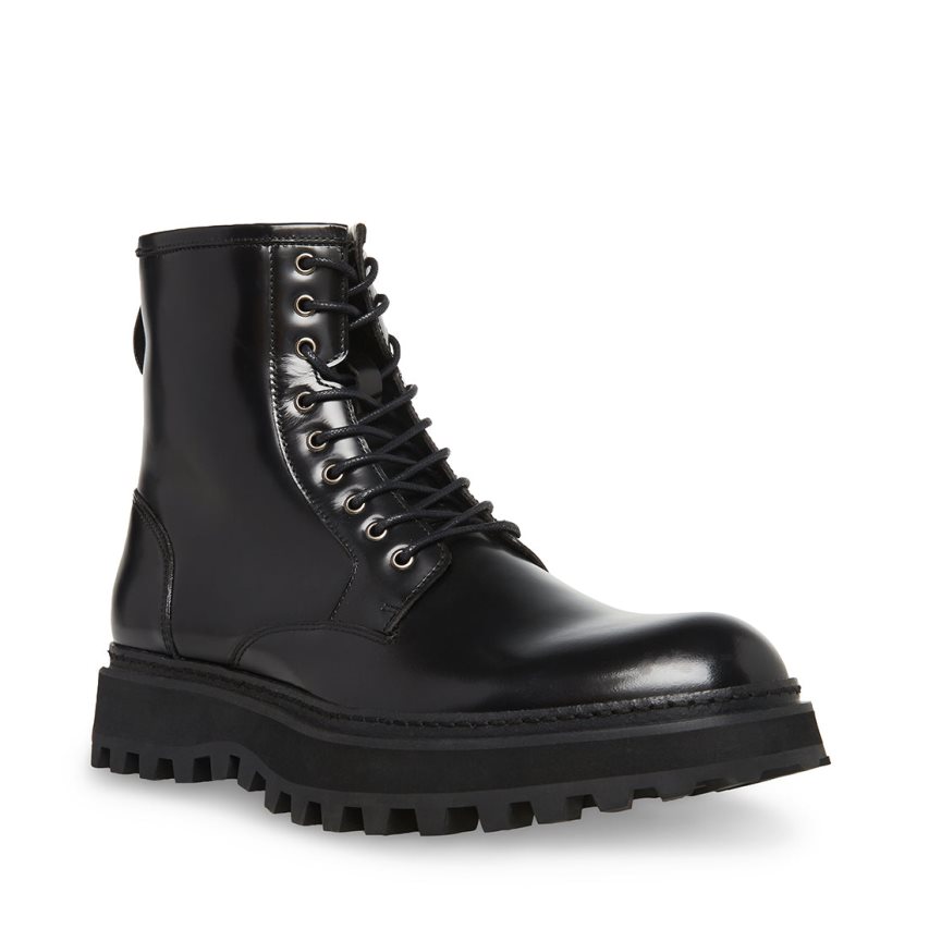 παπουτσια flatforms ανδρικα Steve Madden Tekkon δερματινα μαυρα | GR-7512WHR