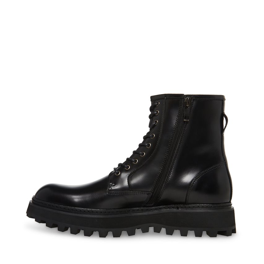 παπουτσια flatforms ανδρικα Steve Madden Tekkon δερματινα μαυρα | GR-7512WHR