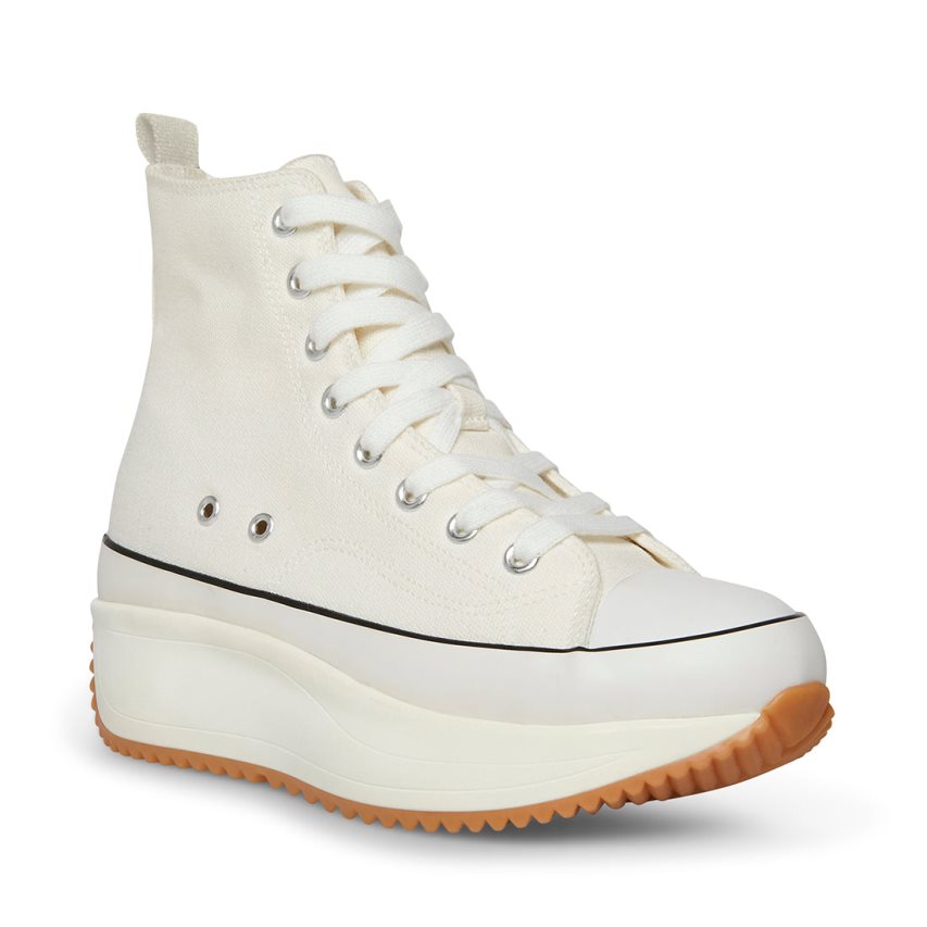 παπουτσια flatforms γυναικεια Steve Madden Winston ασπρα | GR-1398JIP